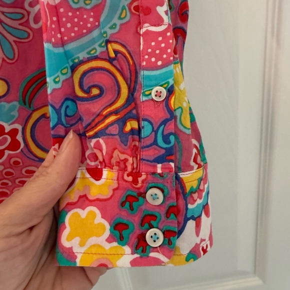 Talbots 100% Cotton Pink and Blue Paisley Shirt - Picture 4 of 6